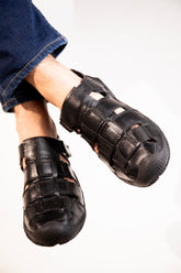 Comfortable and Stylish Black Leather Sandals by Country Maddox